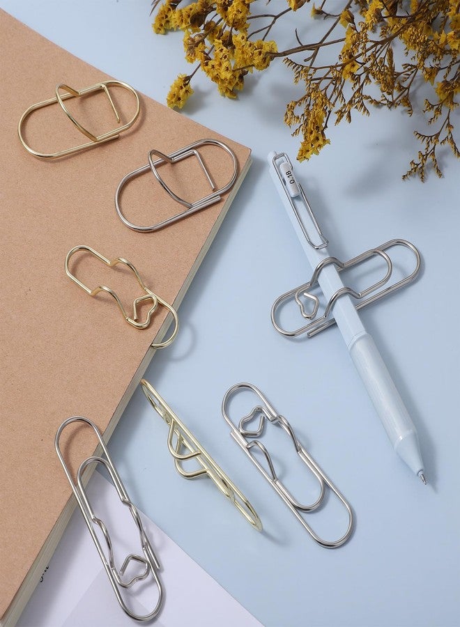 Matwsec 16PCS Metal Pen Clips for Notebook, Pen Holder Clips for Papers Journal Book School Office Supplies Gold/Silver - Image 4
