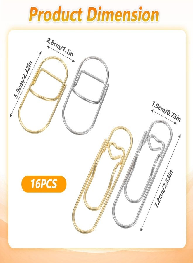 Matwsec 16PCS Metal Pen Clips for Notebook, Pen Holder Clips for Papers Journal Book School Office Supplies Gold/Silver - Image 2