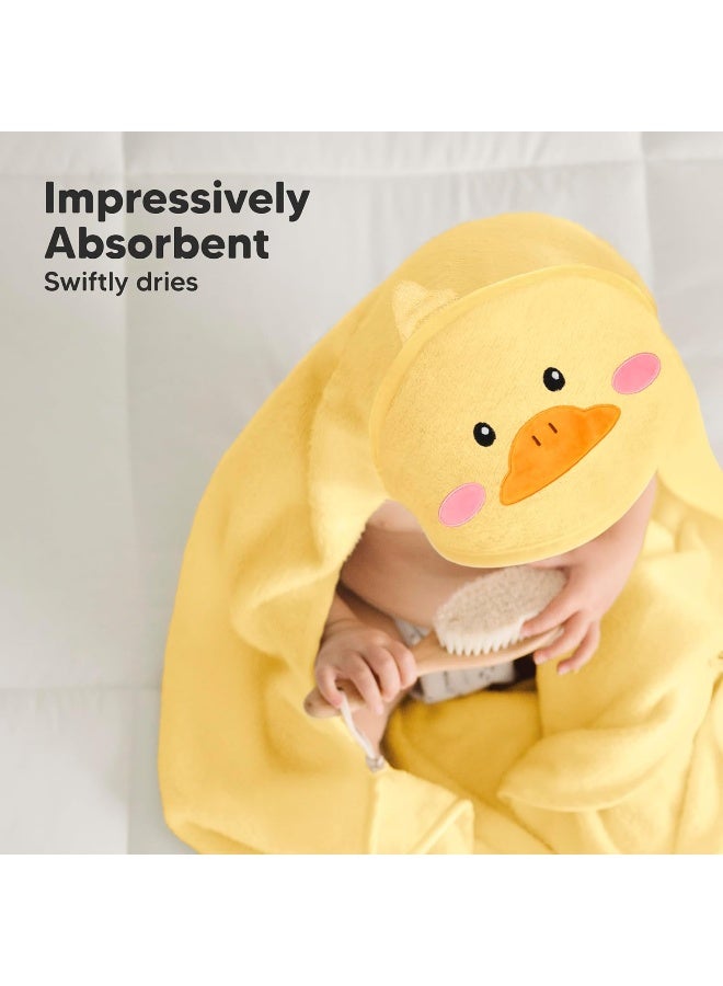 كيابيبيز Hooded Baby Towel for Newborn - Viscose Derived from Bamboo Large Baby Bath Towels with Hood for Boys, Girls, Toddler, Extra Absorbent  Soft Newborn Bath Essentials (Duck) - Image 5