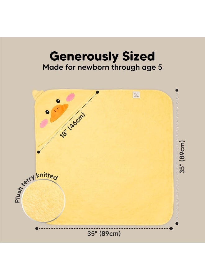 كيابيبيز Hooded Baby Towel for Newborn - Viscose Derived from Bamboo Large Baby Bath Towels with Hood for Boys, Girls, Toddler, Extra Absorbent  Soft Newborn Bath Essentials (Duck) - Image 4