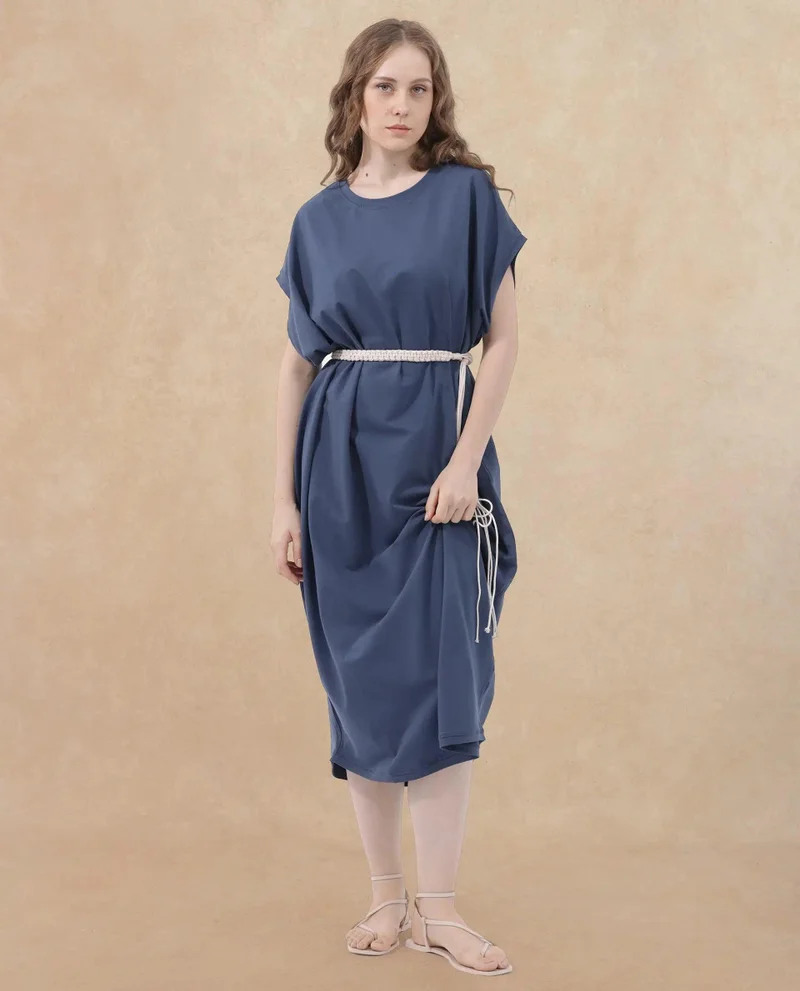 ريريزم Women's Knit Maxi Dress With Macrame Belt
