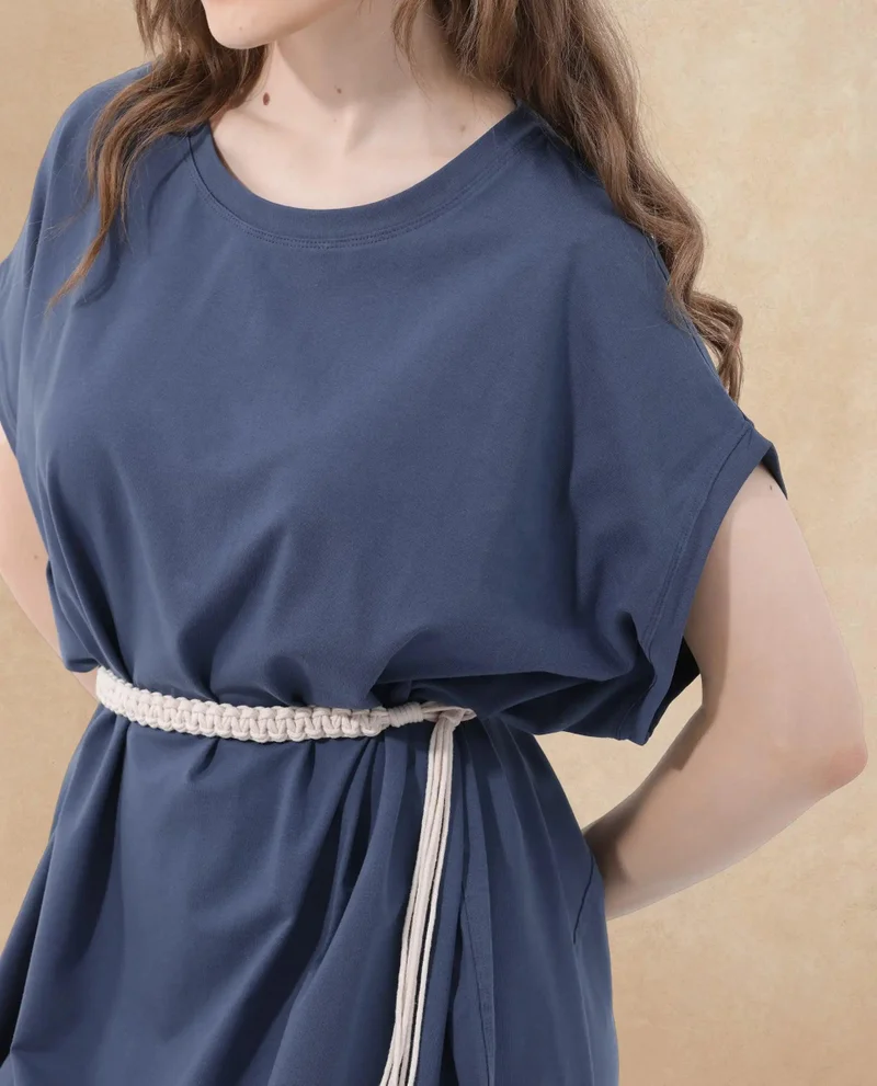 ريريزم Women's Knit Maxi Dress With Macrame Belt