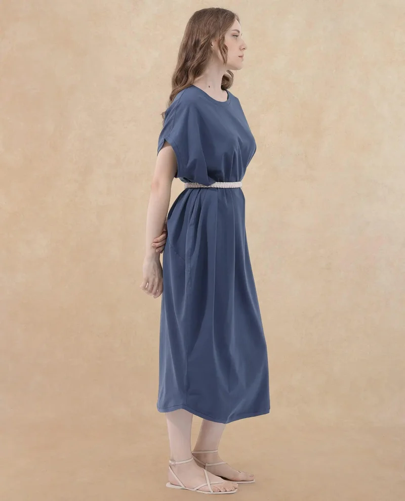 Rareism Women's Knit Maxi Dress With Macrame Belt