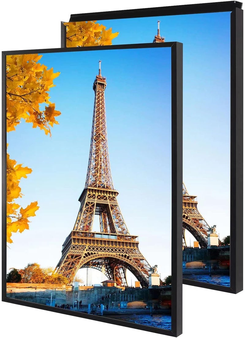 Podronale 24x36 Snap Frame Black Poster Frames Set of 2 Front-loading Frame Metal Click Frame,Coating Aluminum Profile with High Definition Plexiglass - Image 1