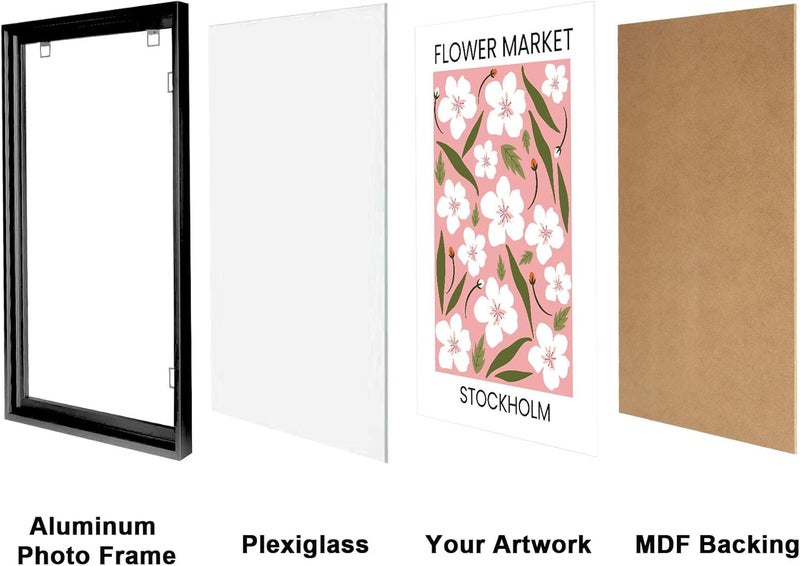 Podronale 24x36 Snap Frame Black Poster Frames Set of 2 Front-loading Frame Metal Click Frame,Coating Aluminum Profile with High Definition Plexiglass - Image 3