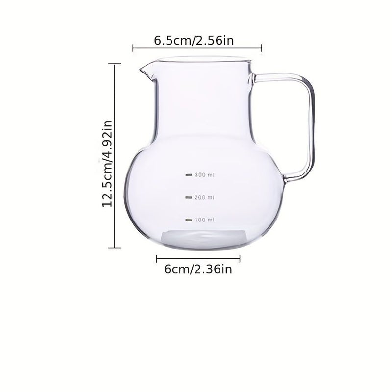 Stylish Pour Over Coffee Pot with Ear Handle 10.14oz Large Belly High Borosilicate Heat Resistant Glass Transparent Texture Withstands Heat and Freezing Anti Scald Handle Design Beautifully Designed Sharing Pot - Image 3