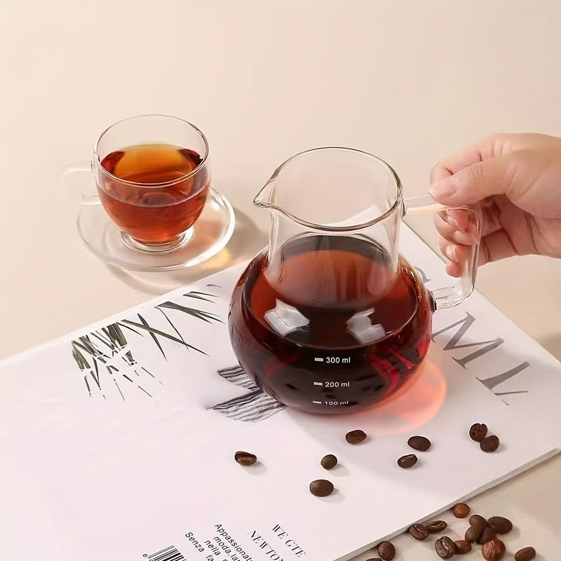 Stylish Pour Over Coffee Pot with Ear Handle 10.14oz Large Belly High Borosilicate Heat Resistant Glass Transparent Texture Withstands Heat and Freezing Anti Scald Handle Design Beautifully Designed Sharing Pot - Image 4