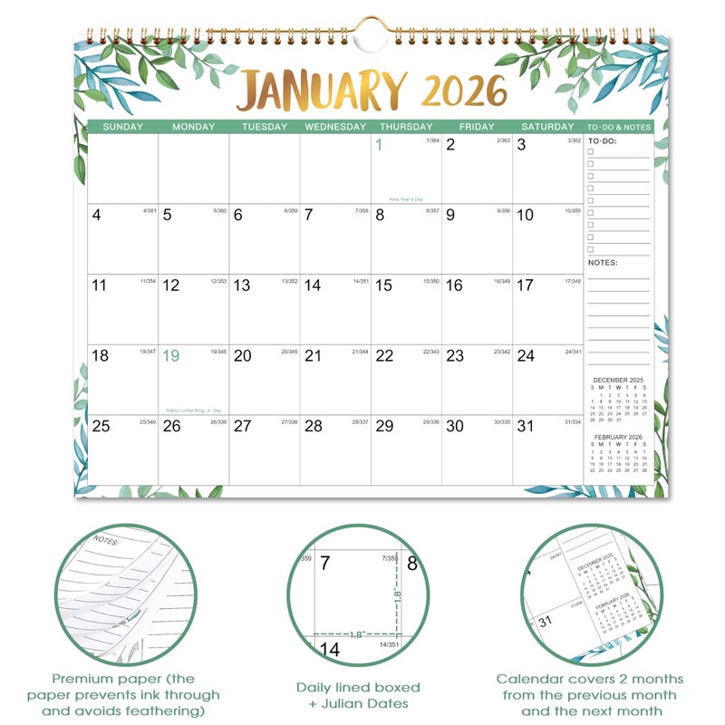 Coboll 2025-2026 Calendar - 2025-2026 Wall Calendar with 18 Months from Jul. 2025 to Dec. 2026, 11.5" x 15", Wall Calendar 2025-2026 Perfect for Office & Home - Image 4