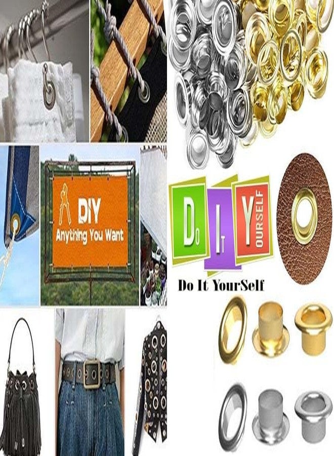 Do It Yourself DIY Crafts Grommet Installation Tool Kit with Pliers, Metal Grommets, 1/4 and 3/8 inch Dies, Silver and Gold (1, 100 Silver and Gold Grommet & Washer) - Image 5