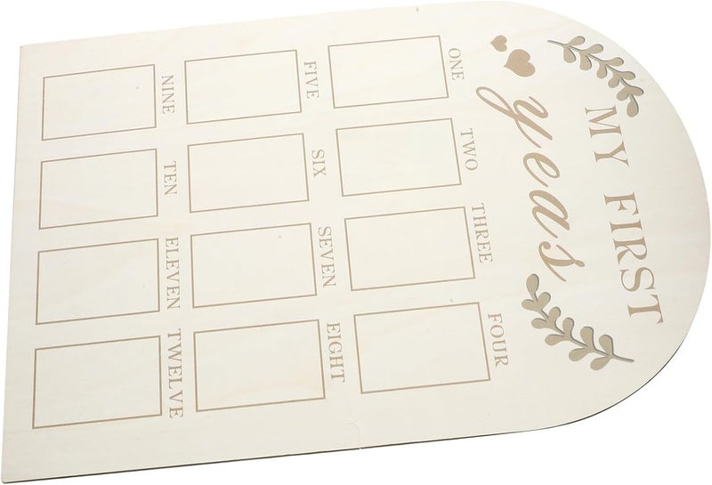 First Year Picture Frame 12 Months Newborn Keepsake Photo Board Wooden Milestone Frame for Nursery Décor and Memory Display - Image 1