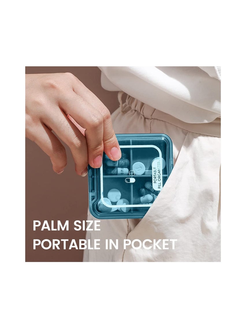 SYOSI Pill Organizer, 3pcs Travel Pill Box Small Pill Case Medicine Organizer 4 Times A Day C ute Pill Container for Purse Pocket Portable Pill Dispenser for Vitamins,Supplements,Fish Oils Red,Blue,Green - Image 4