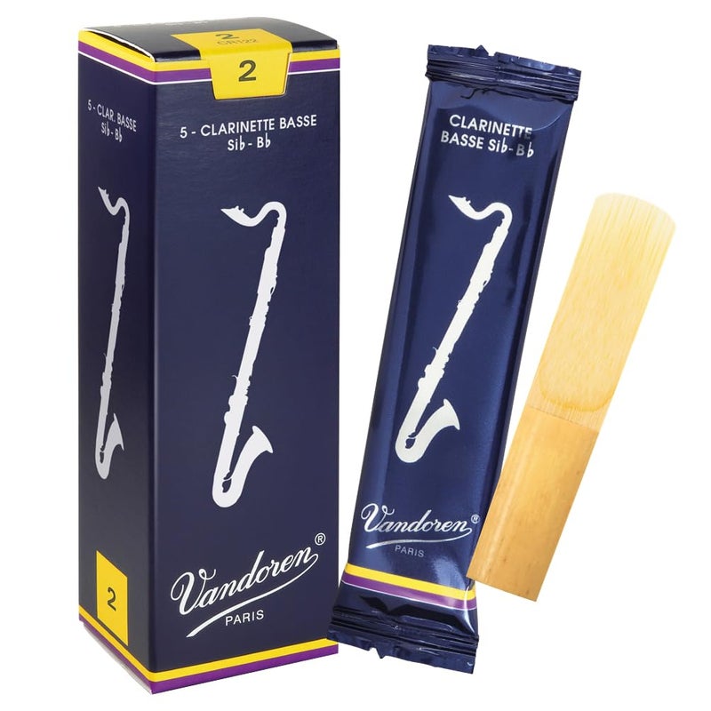 Vandoren CR122 Bass Clarinet Traditional Reeds Strength 2; Box of 5 - Image 1