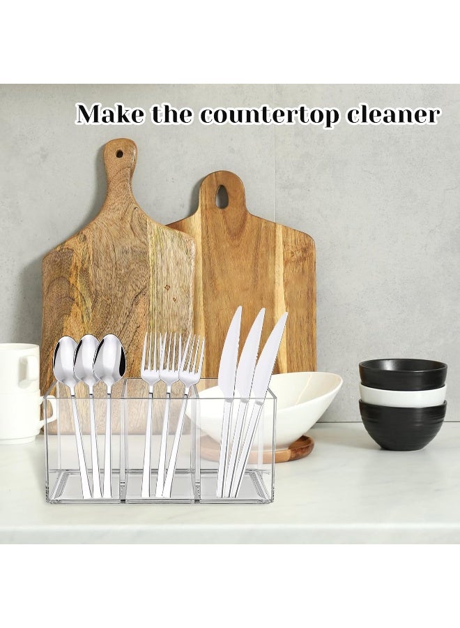 TPGP 2Pack Acrylic Cutlery Storage Organizer, Plastic Cutlery Utensil Holder Storage Organizer Caddy for Kitchen Countertop Organization - Holds Fork, Knife, Spoon, Silverware Tableware Storage Box - Image 4