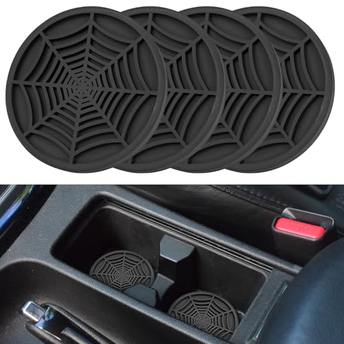 DBlosp 4 Pack Car Cup Holder Coasters Cute and Creativity Cup Holder Insert Coaster Car Interior Accessories275 inch Silicone Anti Slip Spider Web Car CoasterUniversal - Image 1