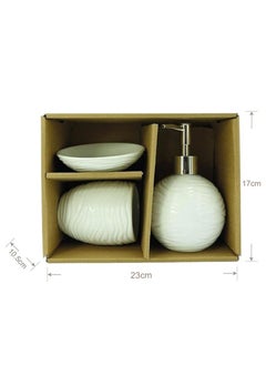 BABAZAM 3 Pieces Bathroom Accessories Set Toothbrush Holder Lotion Liquid Soap Dispenser & Tray White 17x23x10.5cm  - Image 1