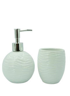 BABAZAM 3 Pieces Bathroom Accessories Set Toothbrush Holder Lotion Liquid Soap Dispenser & Tray White 17x23x10.5cm  - Image 3