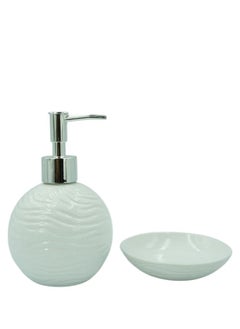 BABAZAM 3 Pieces Bathroom Accessories Set Toothbrush Holder Lotion Liquid Soap Dispenser & Tray White 17x23x10.5cm  - Image 4