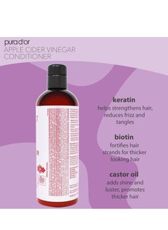 Pura d'or PURA D'OR 16 Oz Apple Cider Vinegar Thin2Thick Conditioner - Biotin, Keratin, Caffeine, Castor Oil & Key Active Ingredients for All Hair Types, Men & Women  - Image 2
