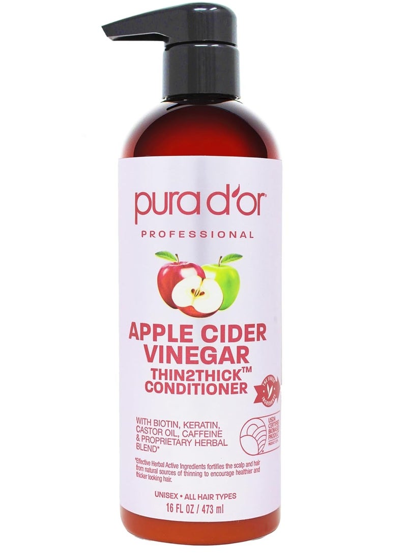 Pura d'or PURA D'OR 16 Oz Apple Cider Vinegar Thin2Thick Conditioner - Biotin, Keratin, Caffeine, Castor Oil & Key Active Ingredients for All Hair Types, Men & Women  - Image 1