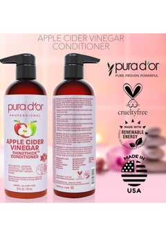 Pura d'or PURA D'OR 16 Oz Apple Cider Vinegar Thin2Thick Conditioner - Biotin, Keratin, Caffeine, Castor Oil & Key Active Ingredients for All Hair Types, Men & Women  - Image 4