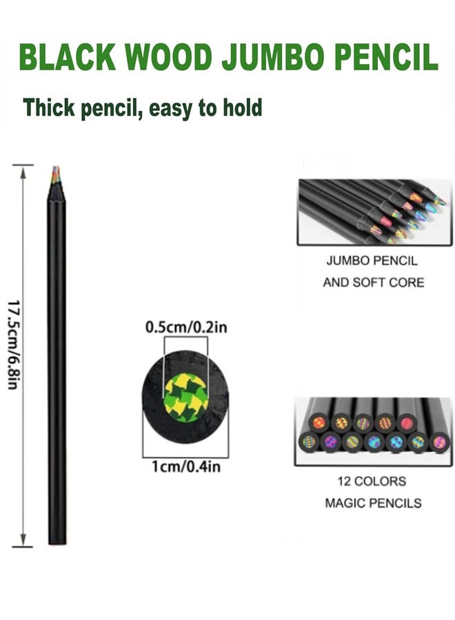 Generic 12 Color Rainbow Pencils, Jumbo Colored Pencils, Multicolored Pencils, Coloring Sketching Art Supplies for Kids and Adults Cute Drawing Kit for Drawing Coloring Sketching, Multicolored Core  - Image 2