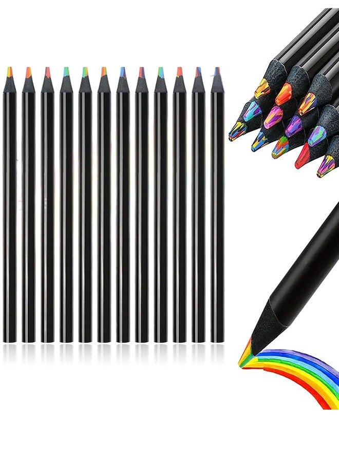 Generic 12 Color Rainbow Pencils, Jumbo Colored Pencils, Multicolored Pencils, Coloring Sketching Art Supplies for Kids and Adults Cute Drawing Kit for Drawing Coloring Sketching, Multicolored Core  - Image 1