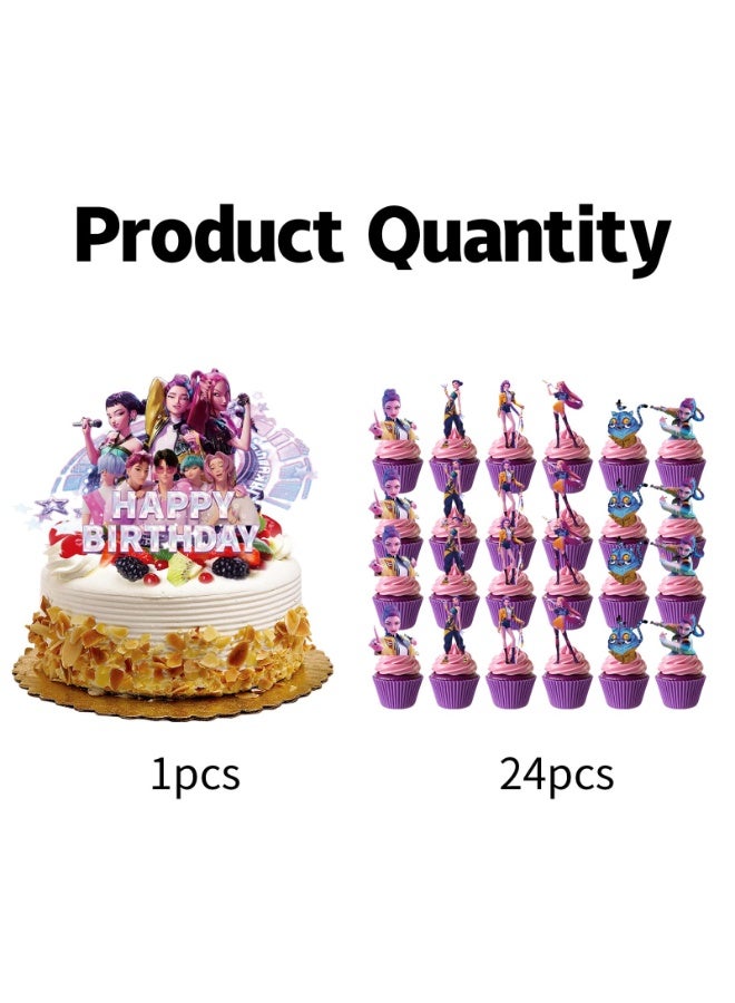 ECLux 25 Pcs Cartoon Cake Decorations, Cute Happy Birthday Cake Toppers, Perfect for Theme Parties, Birthday Celebrations, and Holiday Festivities - Image 2