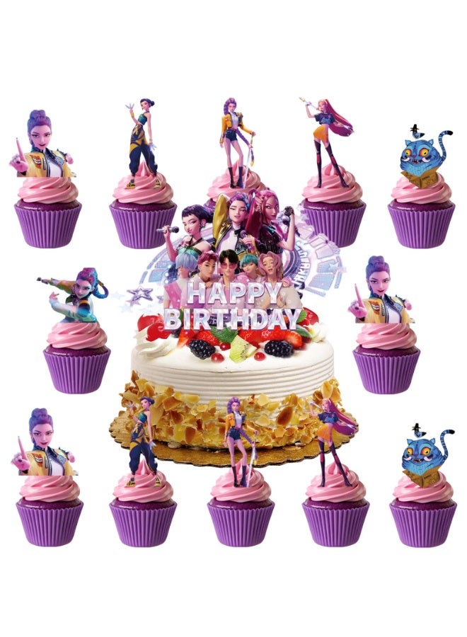 ECLux 25 Pcs Cartoon Cake Decorations, Cute Happy Birthday Cake Toppers, Perfect for Theme Parties, Birthday Celebrations, and Holiday Festivities - Image 1