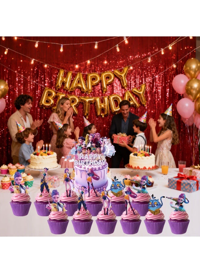 ECLux 25 Pcs Cartoon Cake Decorations, Cute Happy Birthday Cake Toppers, Perfect for Theme Parties, Birthday Celebrations, and Holiday Festivities - Image 5
