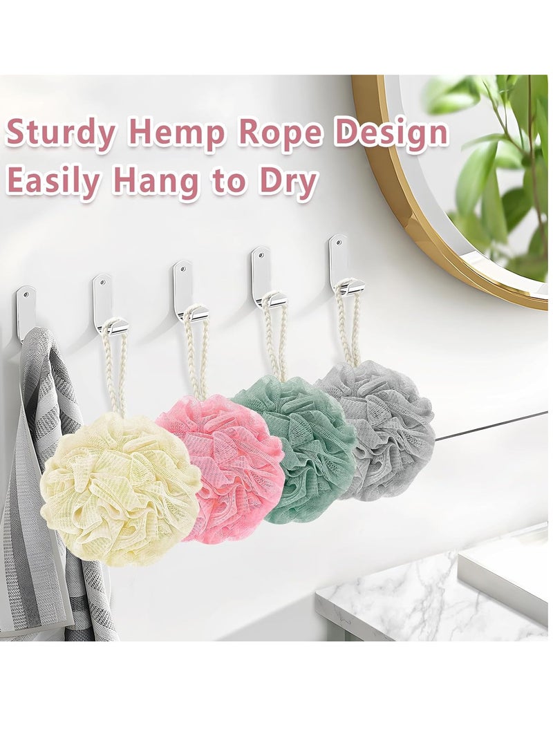 Rnow Shower Loofah Bath Sponge, 60G Loofah Exfoliating Body Scrubber, 4 Color Mesh Shower Pouf Balls for Body Wash (Ice Cream)  - Image 3