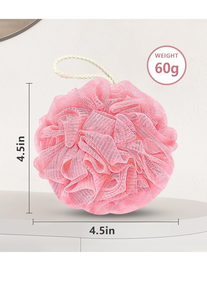 Rnow Shower Loofah Bath Sponge, 60G Loofah Exfoliating Body Scrubber, 4 Color Mesh Shower Pouf Balls for Body Wash (Ice Cream)  - Image 4