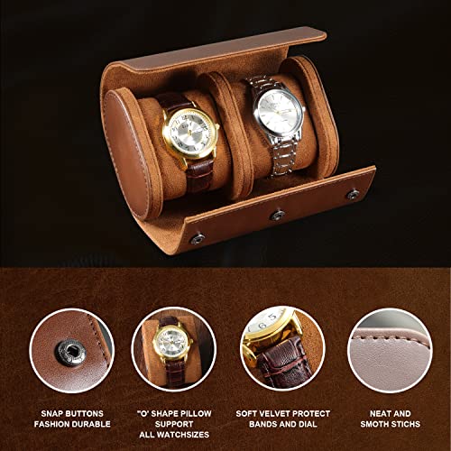 ROSELLE Watch Roll Travel Case for Men and Women- 2 Watch Storage and Organizer-Secure Storage with Innovative Removable Pillows & Solid Dividers for Home, Travel and Display (Brown-2 Slot) - Image 3