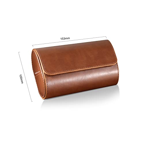 ROSELLE Watch Roll Travel Case for Men and Women- 2 Watch Storage and Organizer-Secure Storage with Innovative Removable Pillows & Solid Dividers for Home, Travel and Display (Brown-2 Slot) - Image 2