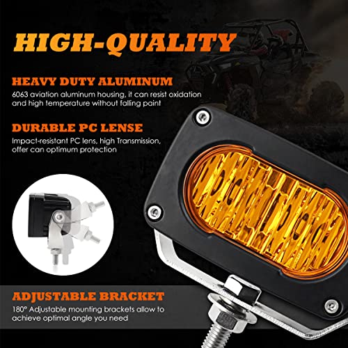 GLOBLED Amber LED Pods, 3 Inch Fog Lights 50W IP68 Offroad Yellow Lights Compatible with Truck, Motorcycle, ATV, UTV, SUV, Boat - Image 4