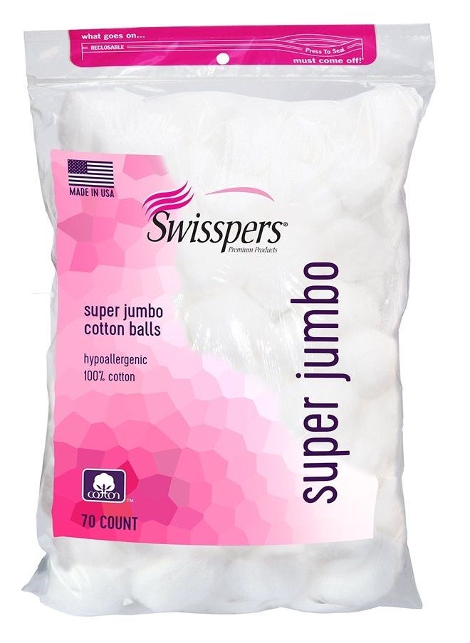 Swisspers Cotton Balls Jumbo Plus Size, 70 Count 