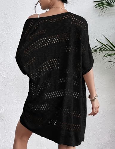 Zeagoo Women's Black Summer Lightweight Crochet Cardigan Short Sleeve Open Front Knitted Cardigans Boho Kimonos - Image 3