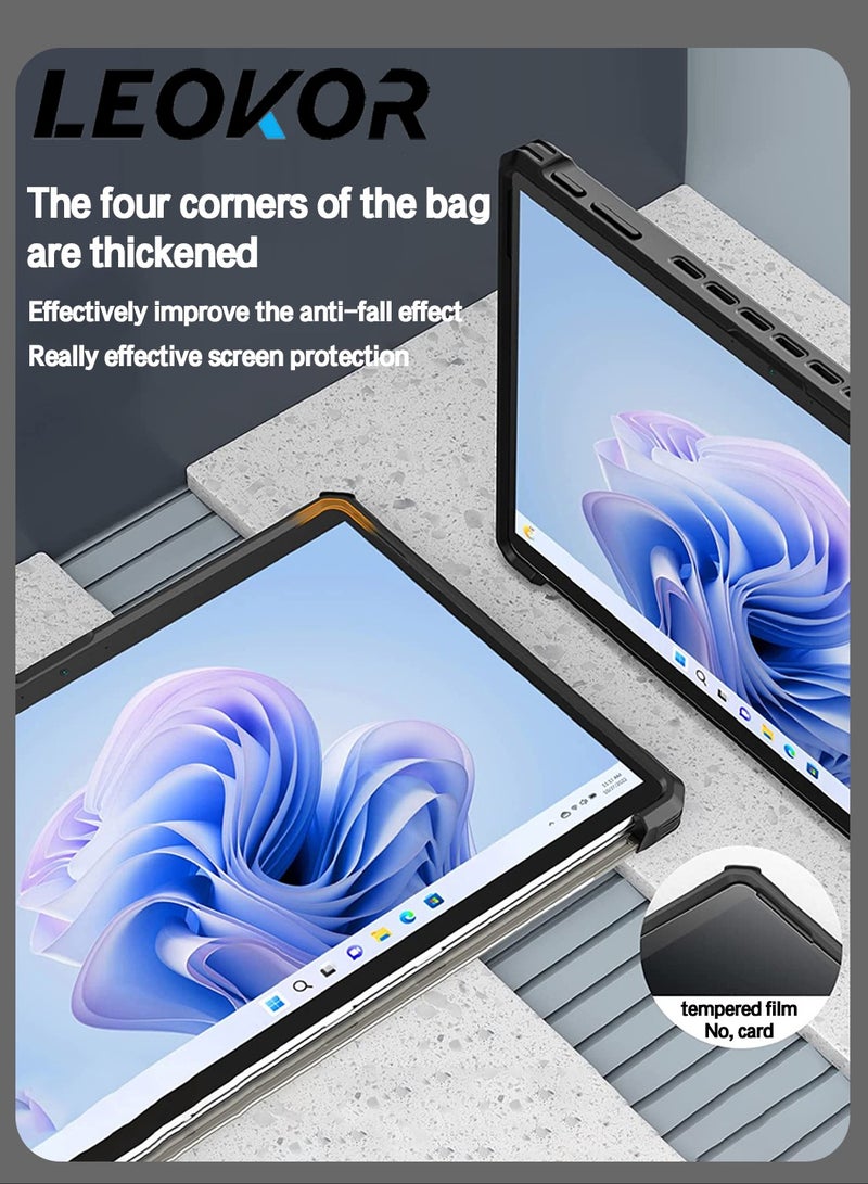 ليوكور حافظة كمبيوتر لوحي لجهاز Microsoft Surface Pro 9 مع حزام كتف وحامل قلم، متينة ومقاومة للصدمات ومقاومة للسقوط (أسود) - Image 4