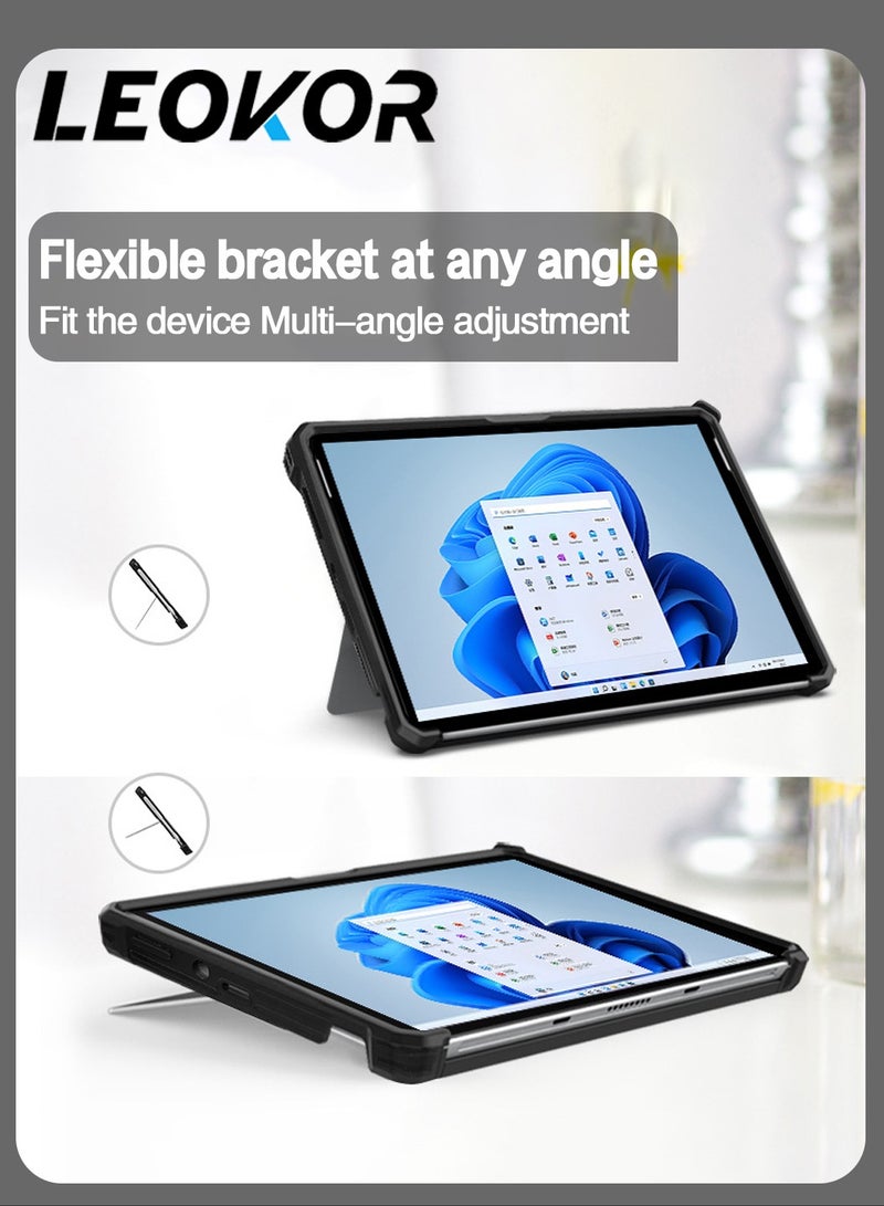 ليوكور حافظة كمبيوتر لوحي لجهاز Microsoft Surface Pro 9 مع حزام كتف وحامل قلم، متينة ومقاومة للصدمات ومقاومة للسقوط (أسود) - Image 2