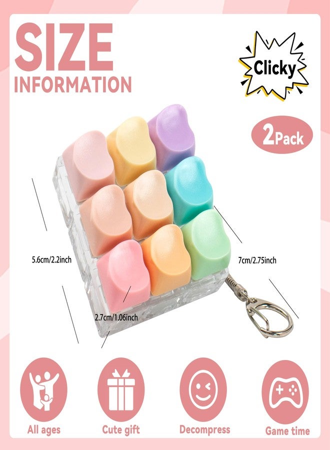 Sumgsn 2 Pcs Keyboard Fidget Toy, 9 Keys Cute Clicker Keyboard Fidget for Adults Relieve Stress and Anxiety Decompression Keyboard Fidget Keychain - Image 2