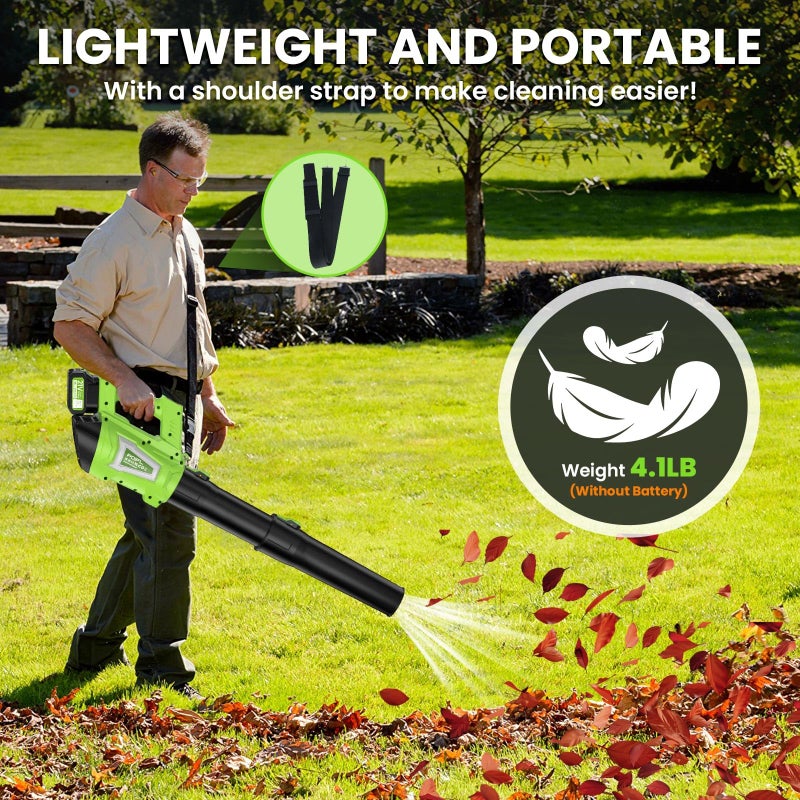 POIFL Leaf Blower Cordless, 750CFM 240+MPH Brushless Powerful Electric Leaf Blower with 2x4.0Ah Batteries & Fast Charger,Shoulder Strap,6-Speed Modes,Lightweight Leaf Blowers for Lawn Care Leaves Dust Snow - Image 5