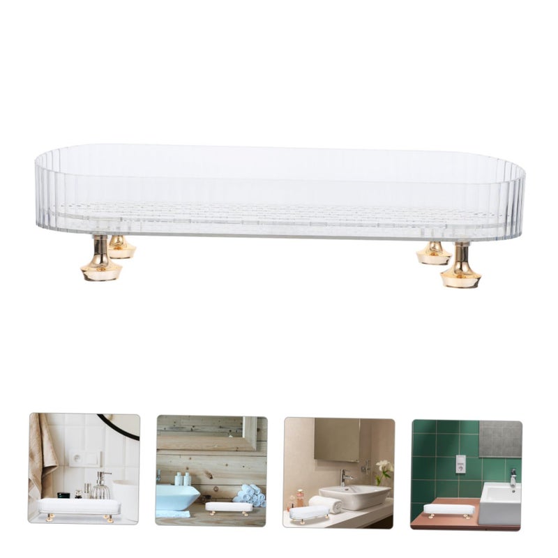 Self Draining Toiletries Tray Bathroom Organizer Transparent 30X10 8X6 3CM For Soaps Toothbrushes Countertop Storage - Image 3