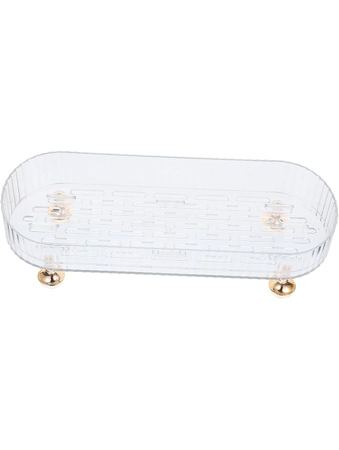 Self Draining Toiletries Tray Bathroom Organizer Transparent 30X10 8X6 3CM For Soaps Toothbrushes Countertop Storage - Image 1