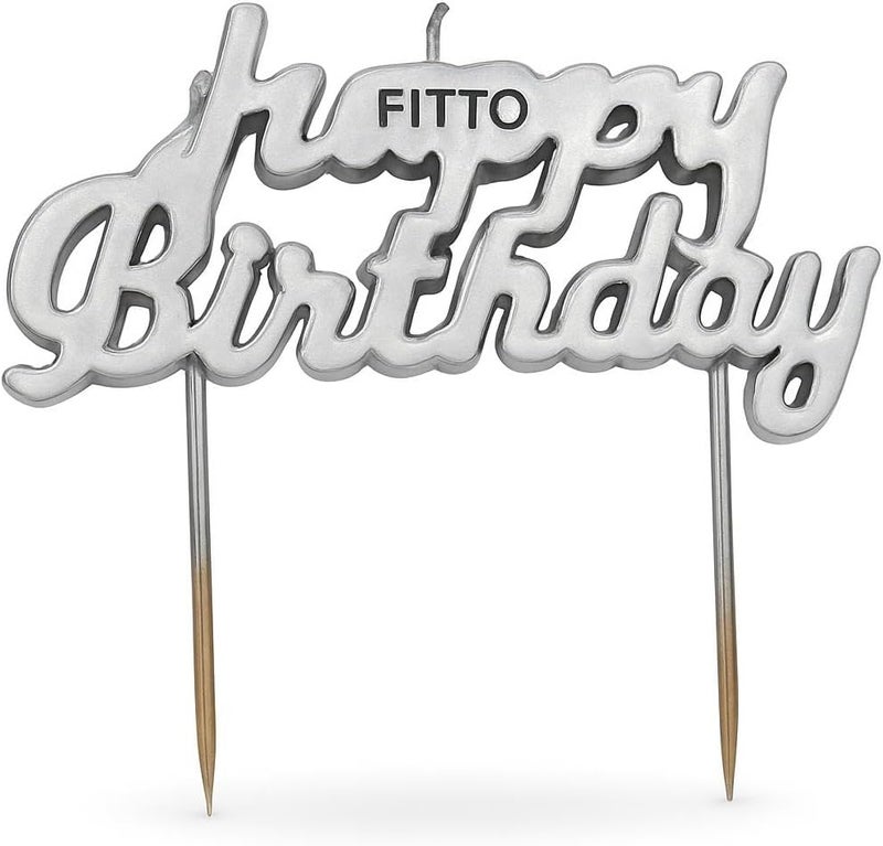 Fitto 1Pc Happy Birthday Letter Cake Candle - Silver, Cake Decoration, Birthday Cake Topper - Image 1