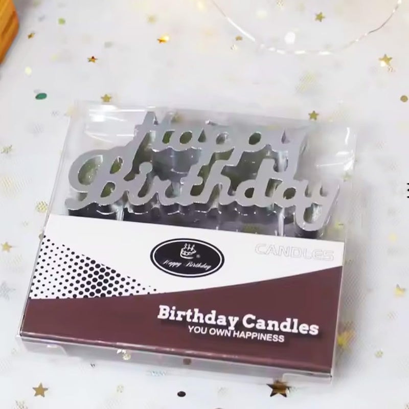 Fitto 1Pc Happy Birthday Letter Cake Candle - Silver, Cake Decoration, Birthday Cake Topper - Image 5