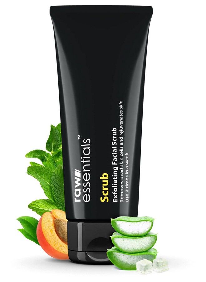 Raw Essentials Scrub Exfoliating Face Scrub 100G Apricot Granules With Natural Aloevera Liquid & Menthol Cooling - Image 1