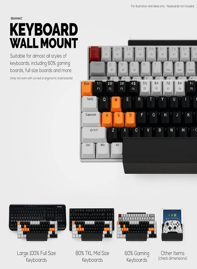 BRAINWAVZ Dual Gaming Keyboard Stand for Wall Mounting - Adhesive or Screw Mount Installation - Stylish and Space Saving Solution for Gamers, Home & Office (KBW03) - Image 5