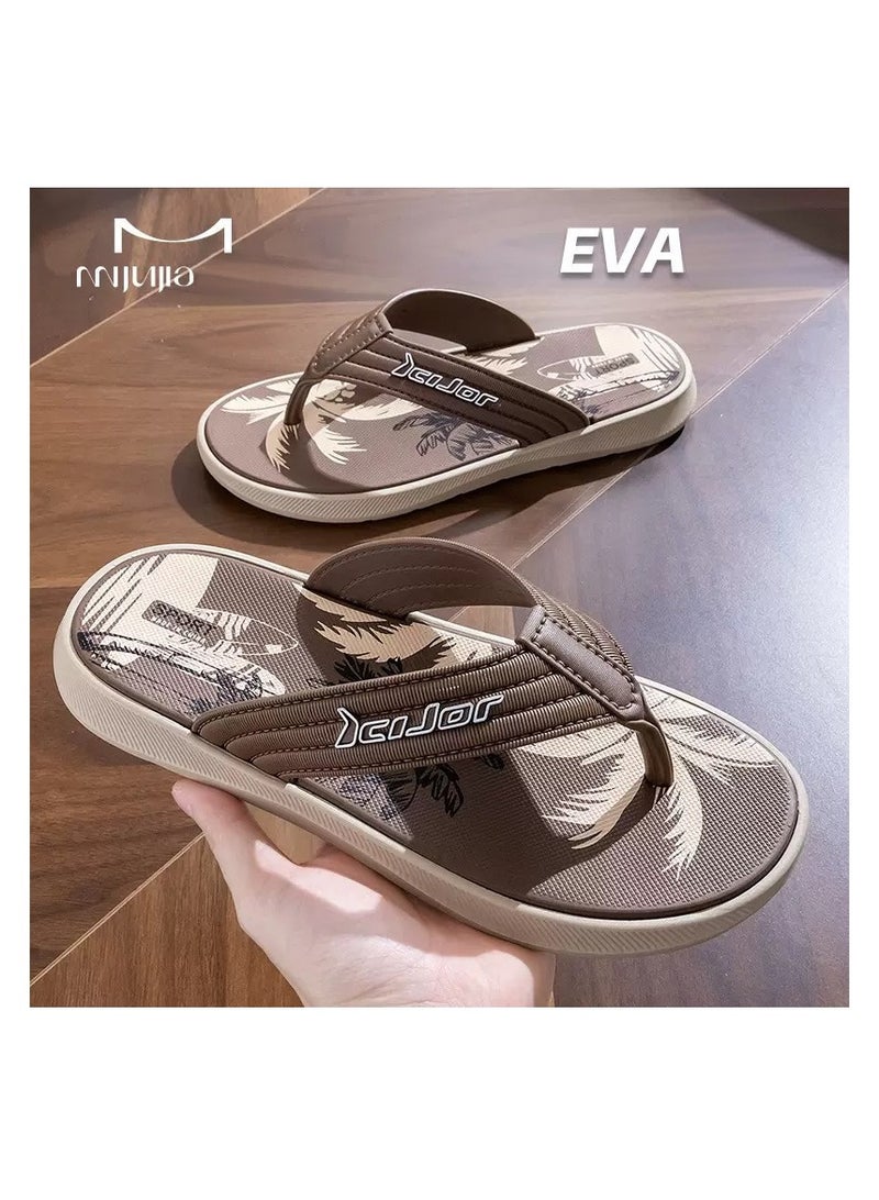 شبشب شاطئ رجالي من مادة EVA خفيف الوزن بنقشة استوائيةشبشب شاطئ رجالي من مادة EVA خفيف الوزن بنقشة استوائية - Image 3