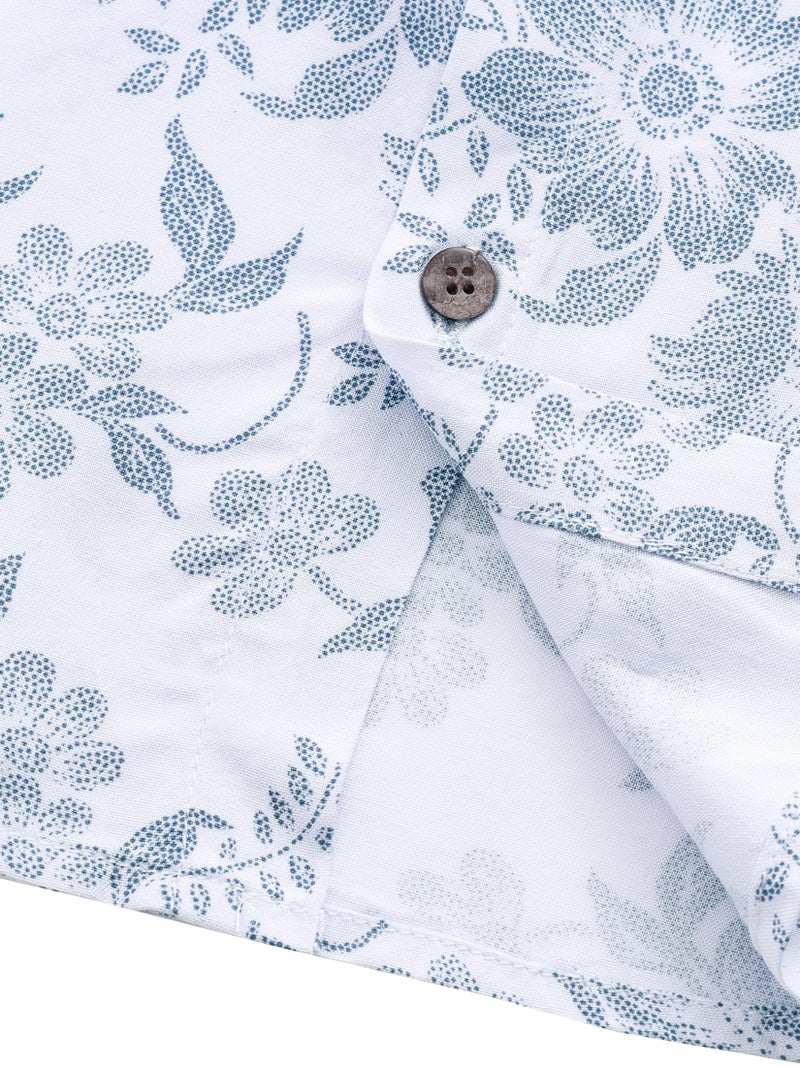 JOTOOK Boys Hawaiian Shirt Short Sleeve Button Down Shirt Casual Floral Tropical Beach Shirts 6-14 Years 8 WhiteBlue Flower - Image 5