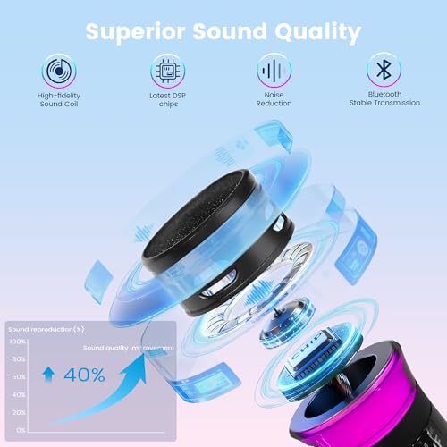 Marengo Wireless Microphones, Rechargeable Cordless Karaoke Microphone with One-to-One Chip Connection, LED Lights, 40H Duration, 200FT, Handheld Bluetooth Microphone Wireless for Singing,Speech,Church,Party - Image 4