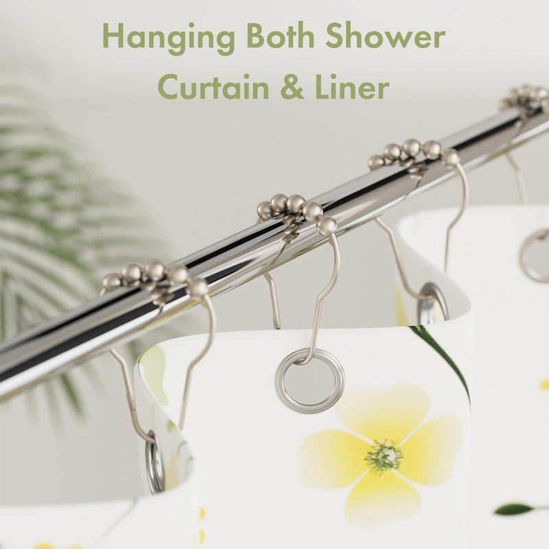 Amazer Decorative Shower Curtain Hooks, Shower Curtain Hooks Rust Proof Stainless Steel Shower Curtain Hooks, Shower Hooks for Shower Curtain Bathroom 12PCS, Matte Nickel - Image 2